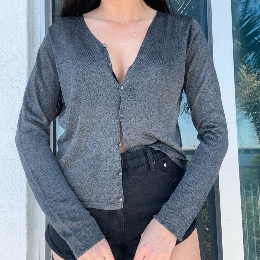 Ann Taylor LOFT grey cardigan top S